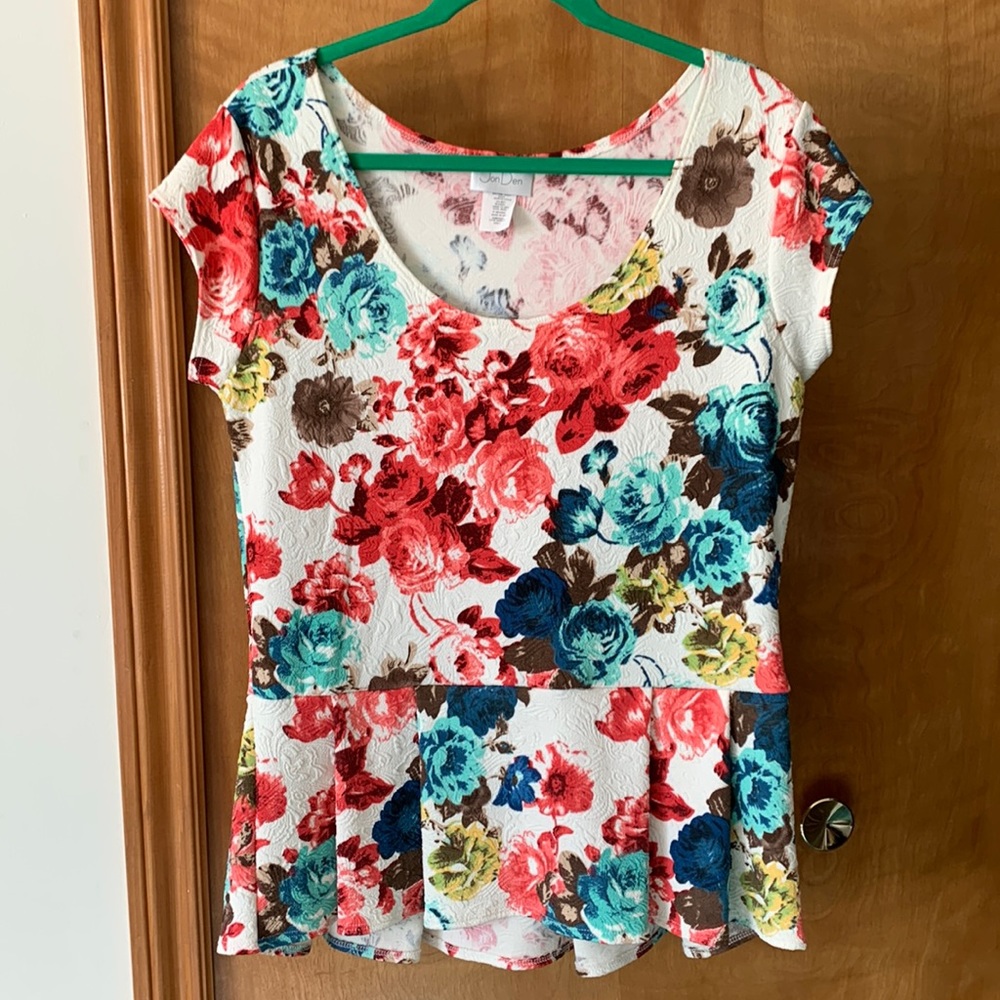 Floral High Low Peplum Top - Rare find!